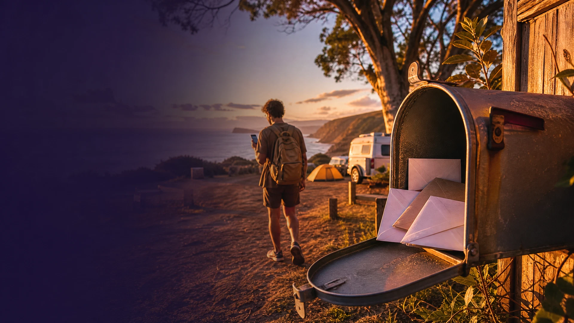 Backpacker italiano in Australia controlla la posta dal telefono