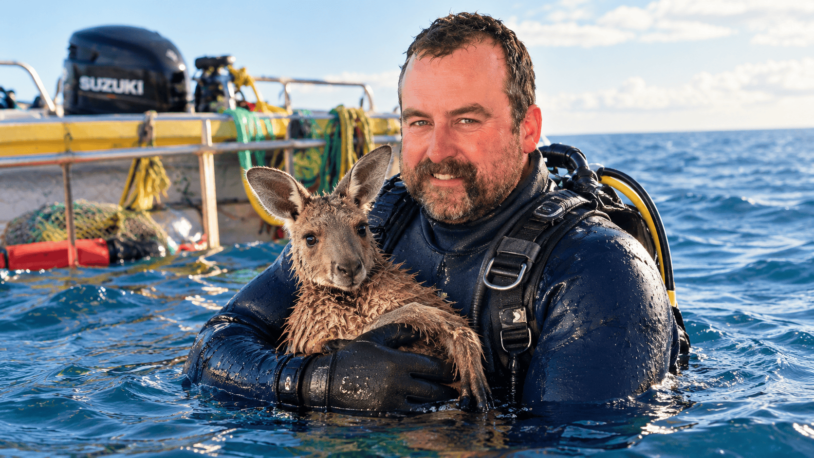 Canguro in mare a 3 km dalla costa salvato a Port Lincoln
